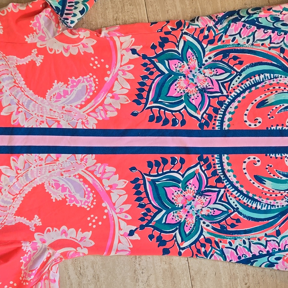 Lilly Pulitzer Multi-Colored Design Print Rayon/Spandex Blend Midi Dress - Picture 7 of 7
